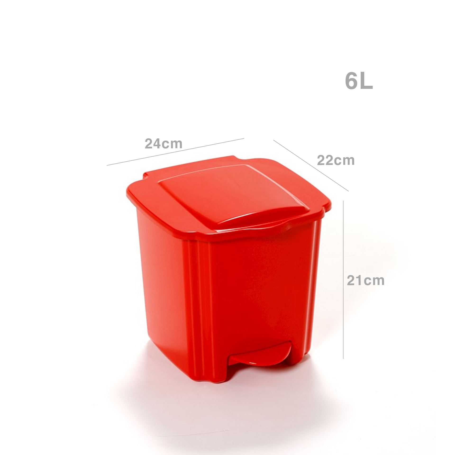 Balde Lixo Plástico New com Pedal Vermelho 6000ml 22X24X21cm