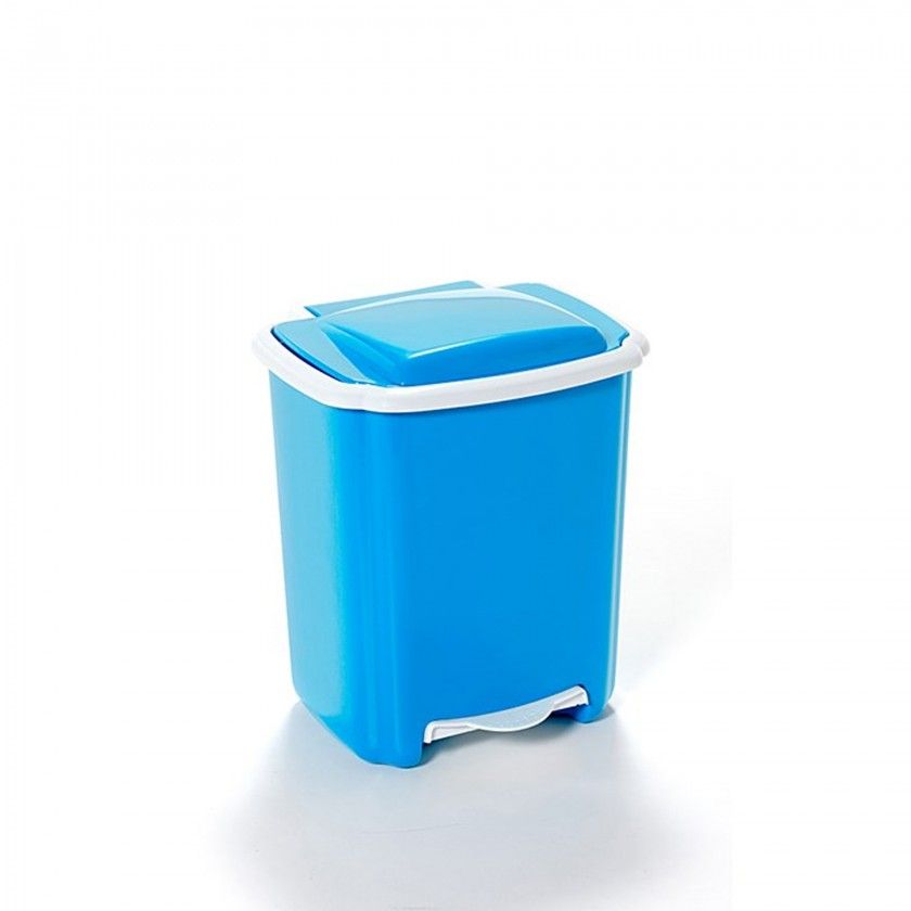 Balde Lixo Plstico New com Pedal Azul / Branco 20l 34X27X40.5cm
