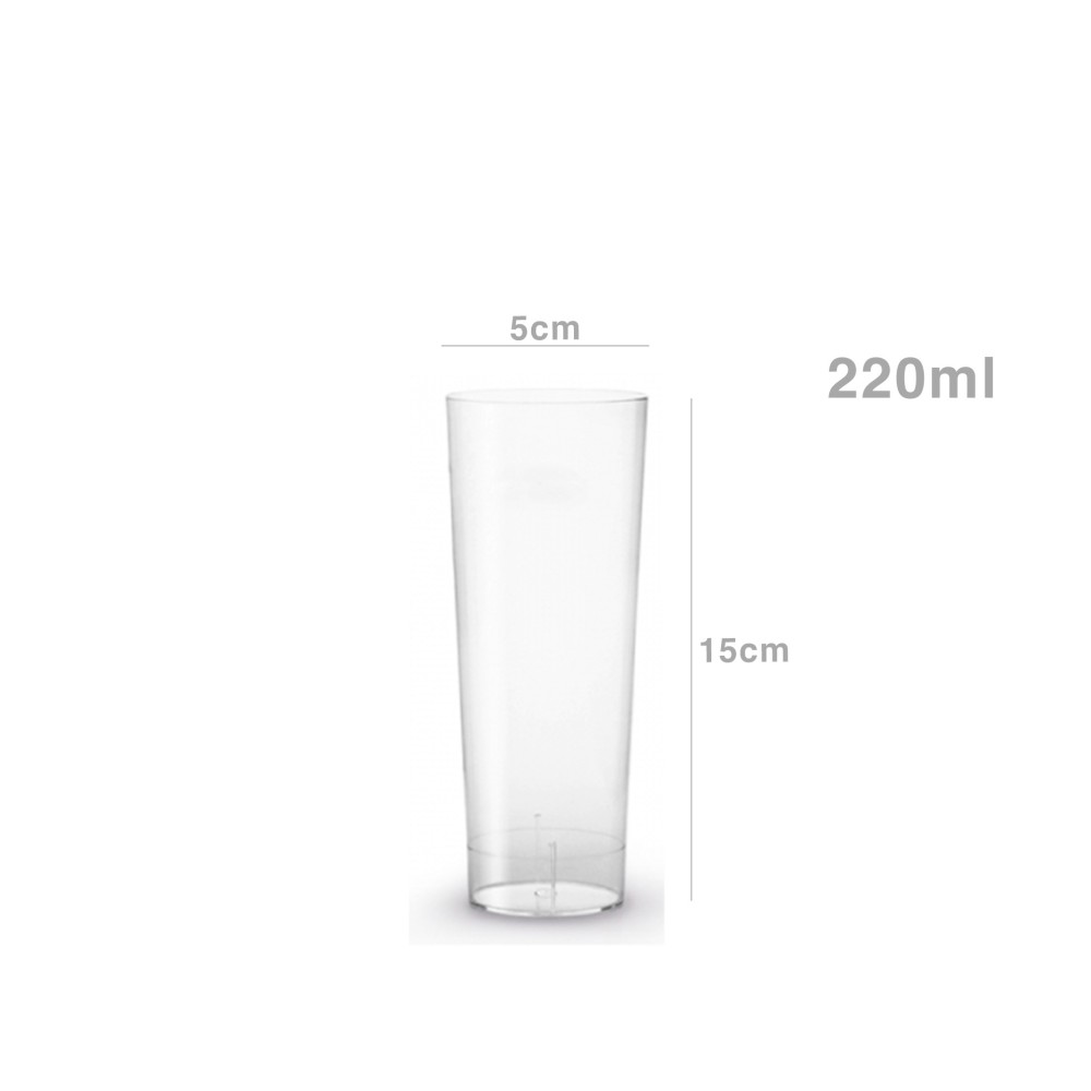Copo Tubo Polipropileno Classic Transparente 220ml 5X15cm