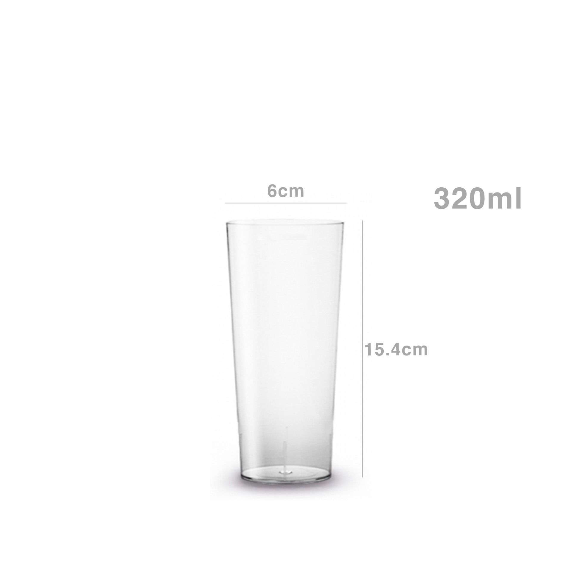 Copo Tubo Polipropileno Summer Transparente 320ml 6X15.4cm