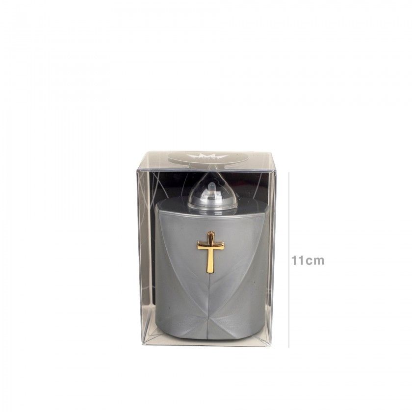 Crio Eltrico Cruz Prateado 7.2X6.2X11cm