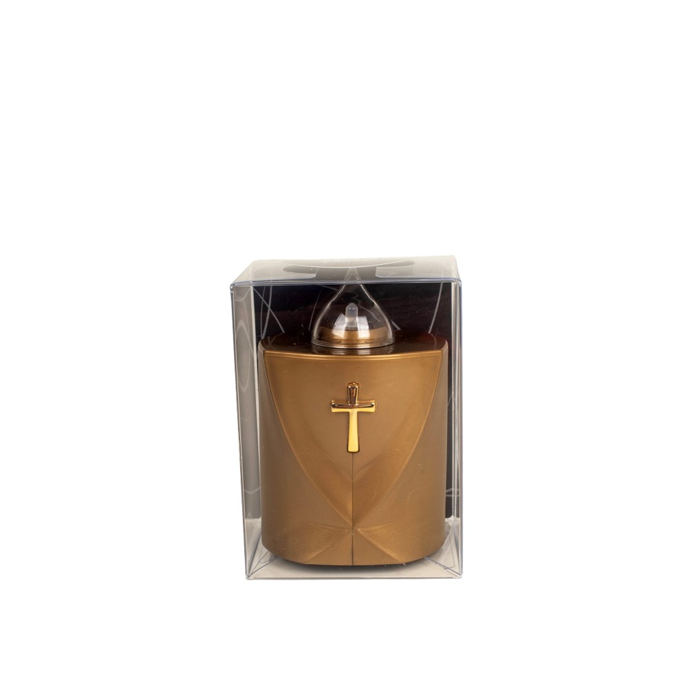 Círio Elétrico Cruz Dourado 7.2X6.2X11cm