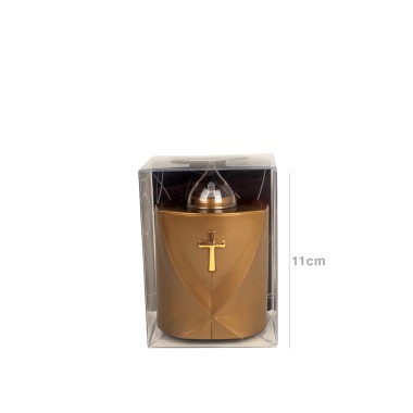 Círio Elétrico Cruz Dourado 7.2X6.2X11cm