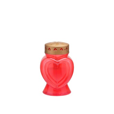 Círio Elétrico Coração 60 Dias Vermelho 9.7X8.3X15cm
