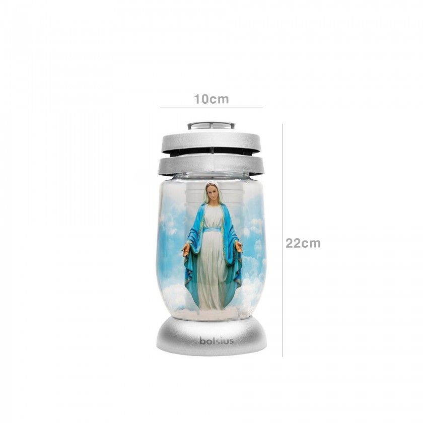 Candeeiro Vidro Bolsius Virgem Maria 22X10cm Candeeiro Vidro Bolsius Virgem Maria 22X10cm
