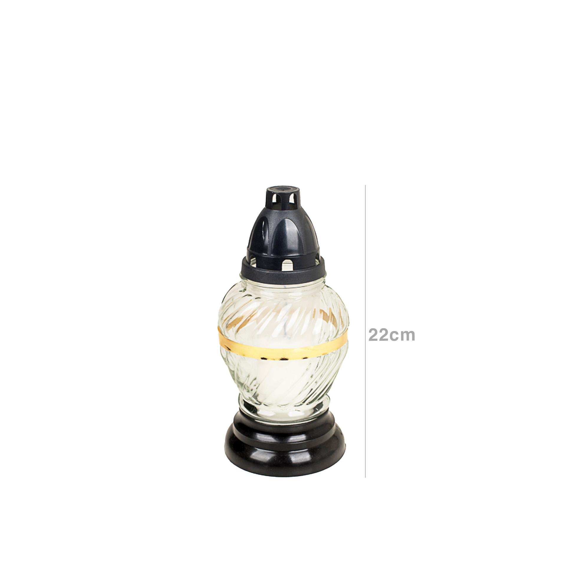 Candeeiro Vidro Branco 22cm