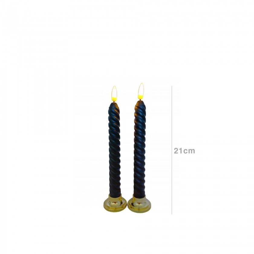 Vela Torcida Led Preta 2X21cm Pack 2 Vela Torcida Led Preta 2X21cm Pack 2