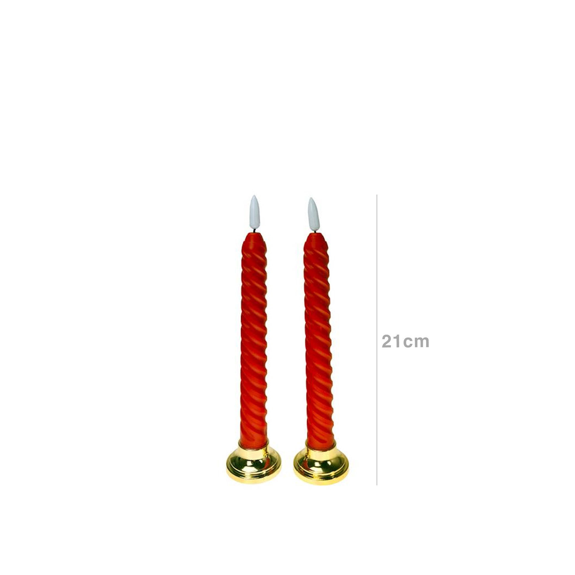 Vela Torcida Led Vermelha 2X21cm Pack 2