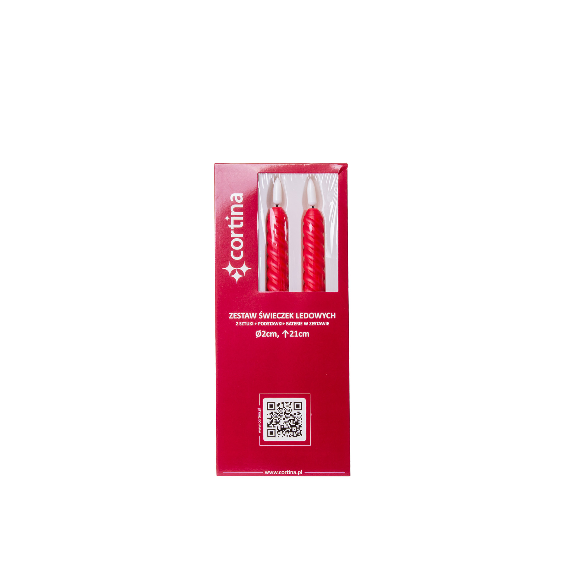 Vela Torcida Led Vermelha 2X21cm Pack 2