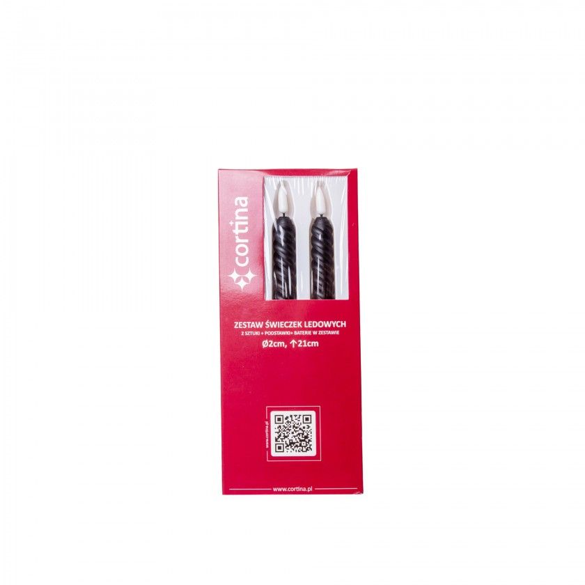 Vela Torcida Led Preta 2X21cm Pack 2 Vela Torcida Led Preta 2X21cm Pack 2