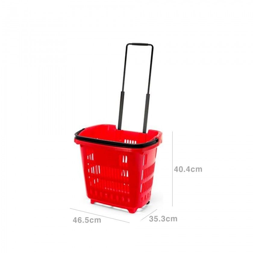 Cesto Compras com Rodas Asa Telescópica Vermelho 34L 46.5X35.3X40.4cm Cesto Compras com Rodas Asa Telescópica Vermelho 34L 46.5X35.3X40.4cm