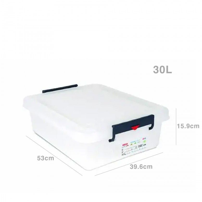 Caixa Hermética Fecho Duplo Lateral 30L 53X39.6X15.9cm Branco Caixa Hermética Fecho Duplo Lateral 30L 53X39.6X15.9cm Branco