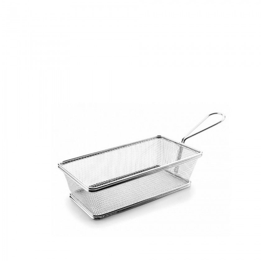 Cesto Servir Retangular Prateado 21X11X6cm
