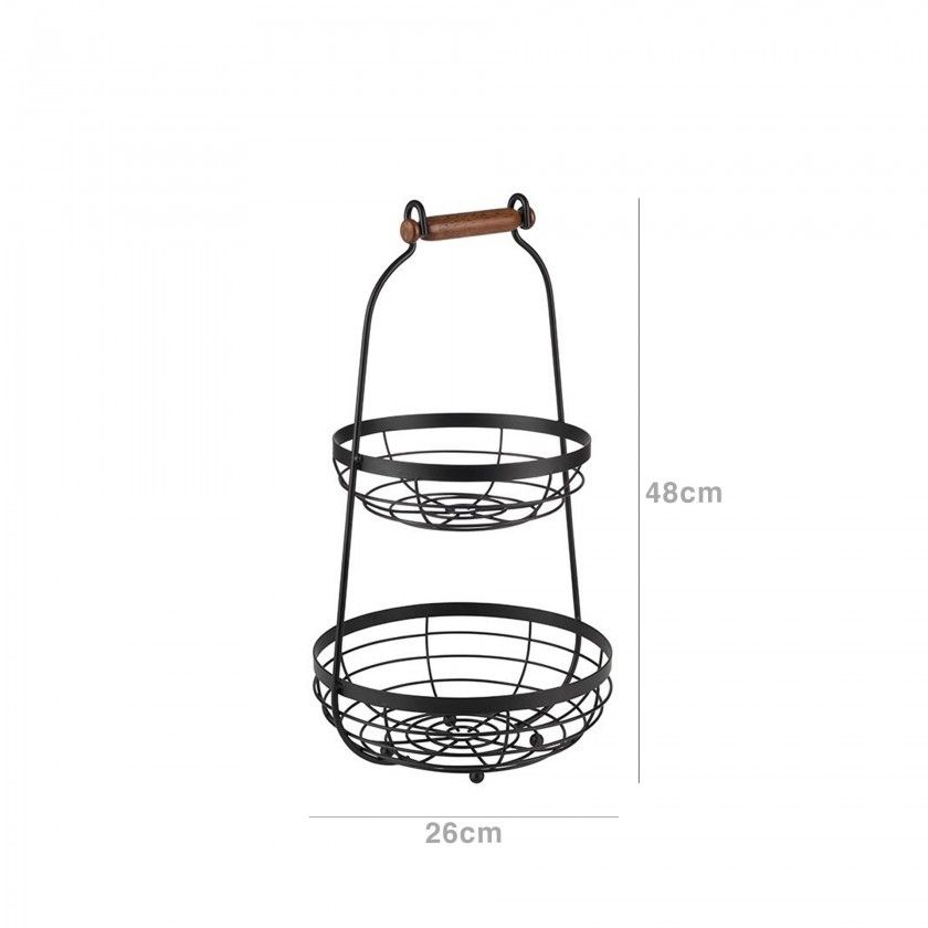 Fruteira Metal 2 Andares Preto 26X48cm