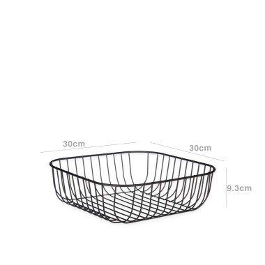 Fruteira Metal Quadrada Preta 30X30X9.3cm