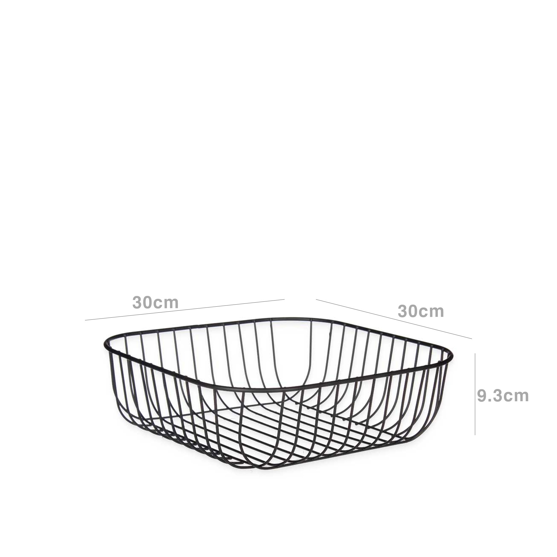 Fruteira Metal Quadrada Preta 30X30X9.3cm