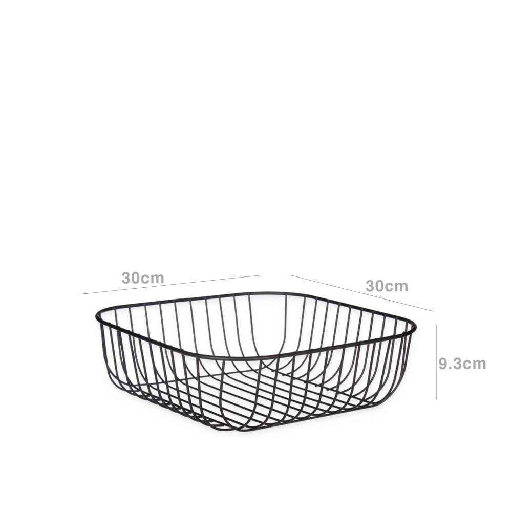 Fruteira Metal Quadrada Preta 30X30X9.3cm