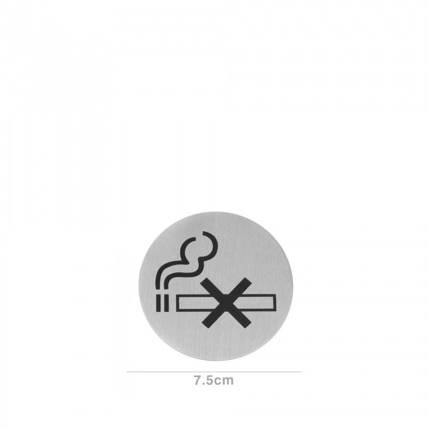 Sinal Porta Autocolante No Fumadores Inox Redondo 7.5cm