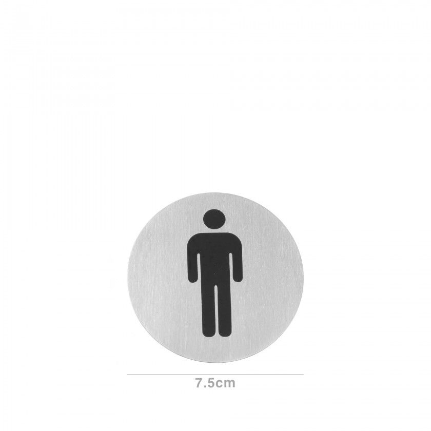 Sinal Porta Autocolante Homens Inox Redondo 7.5cm Sinal Porta Autocolante Homens Inox Redondo 7.5cm