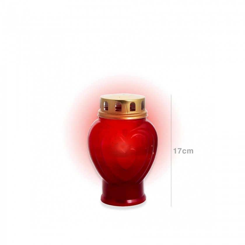 Círio Elétrico Coração Vermelho N.2 300 Dias 17cm Círio Elétrico Coração Vermelho N.2 300 Dias 17cm