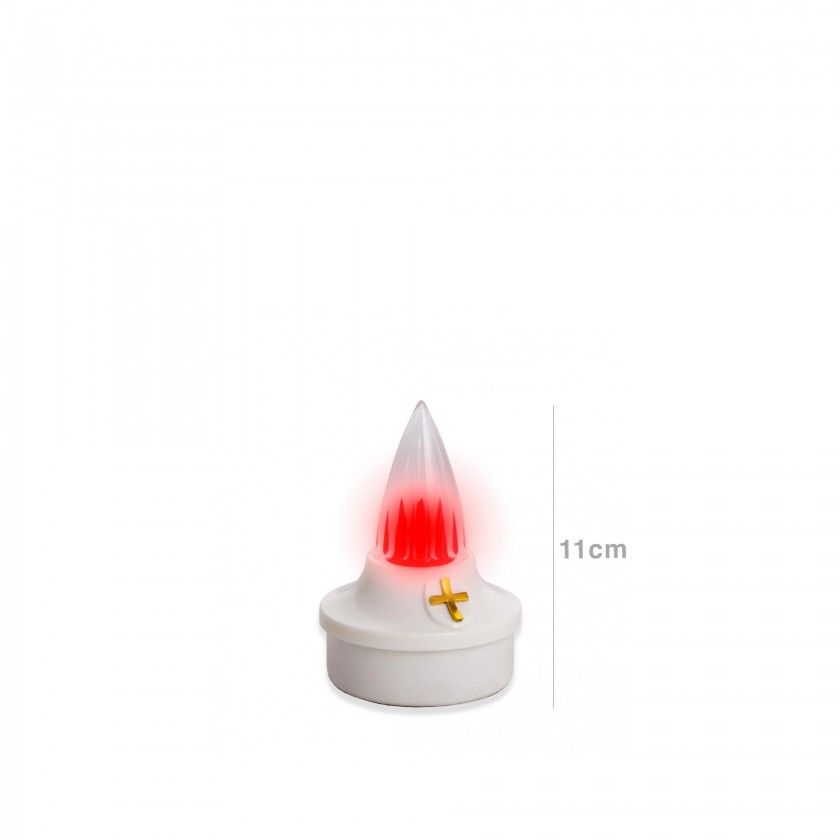Círio Elétrico Cruz Redondo Branco 11cm Círio Elétrico Cruz Redondo Branco 11cm