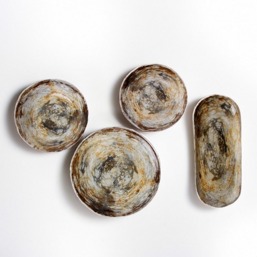 Travessa Porcelana Vessia Oval Castanho 34.5X15X2.5cm