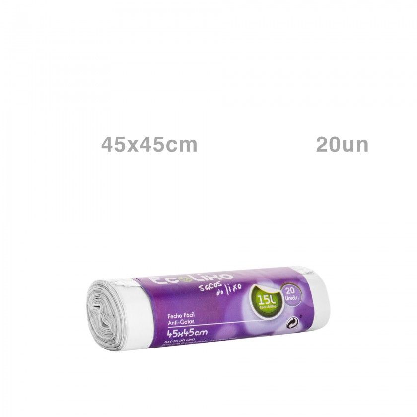 Rolo Sacos Lixo Cinzento 15l 45X45cm 20 Unidades
