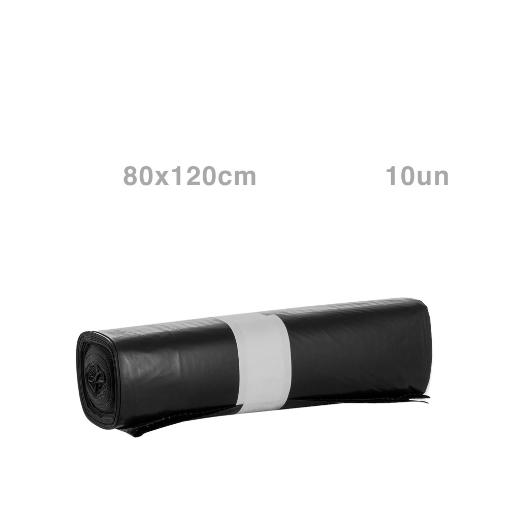Rolo Sacos Lixo Preto 120l 80X120cm 10 Unidades