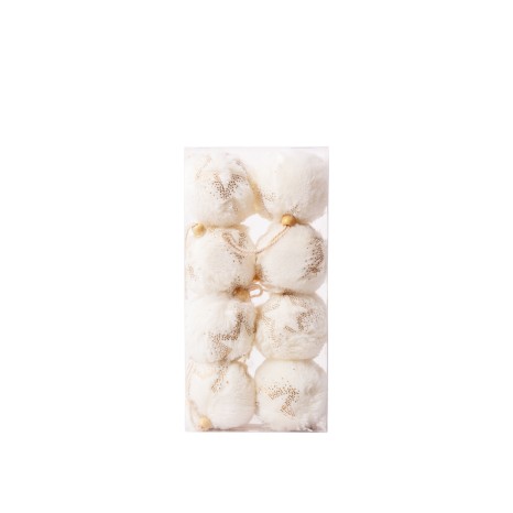 Bola Pêlo Branco Natal 8CM Pack 8 - Image product