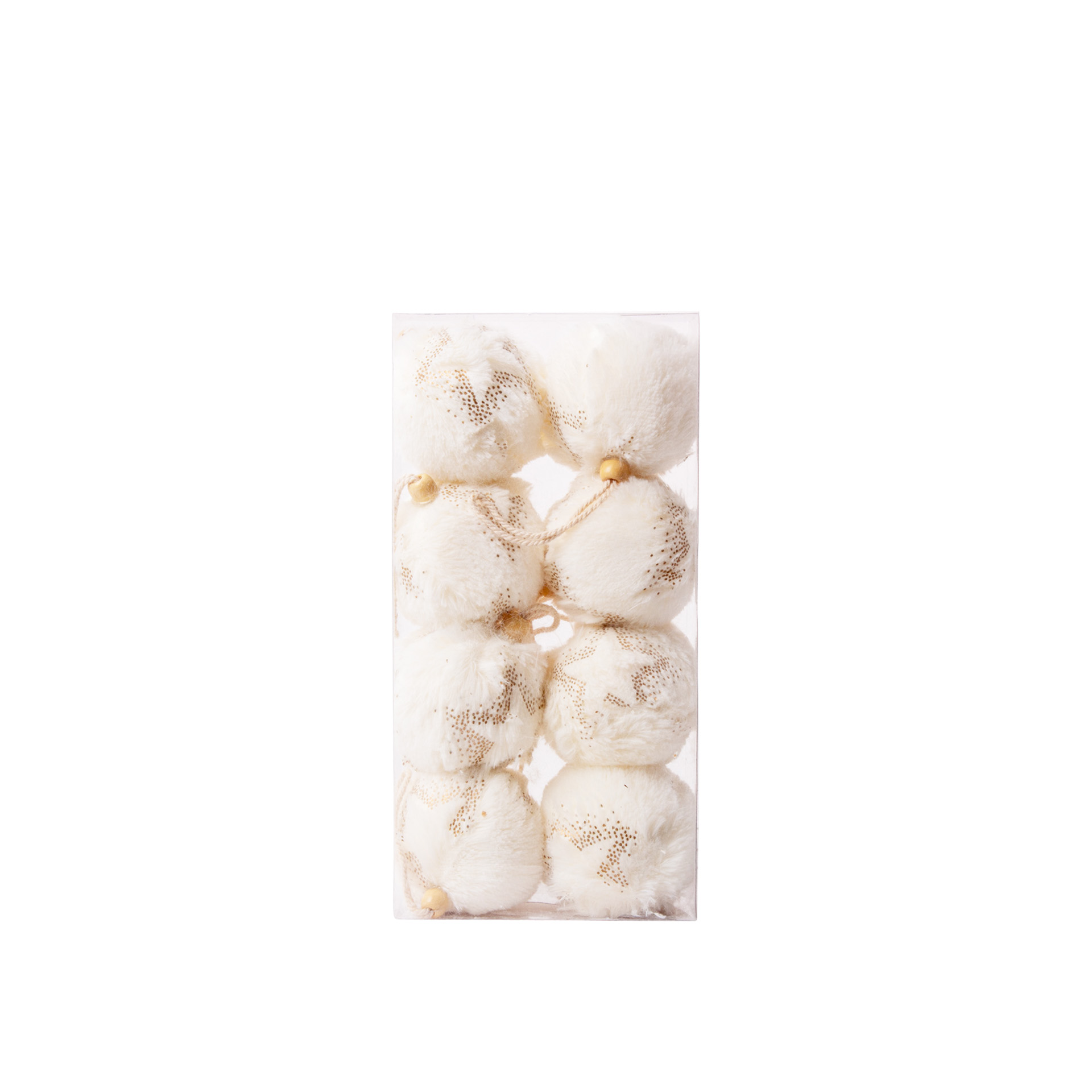 Bola Pêlo Branco Natal 8CM Pack 8