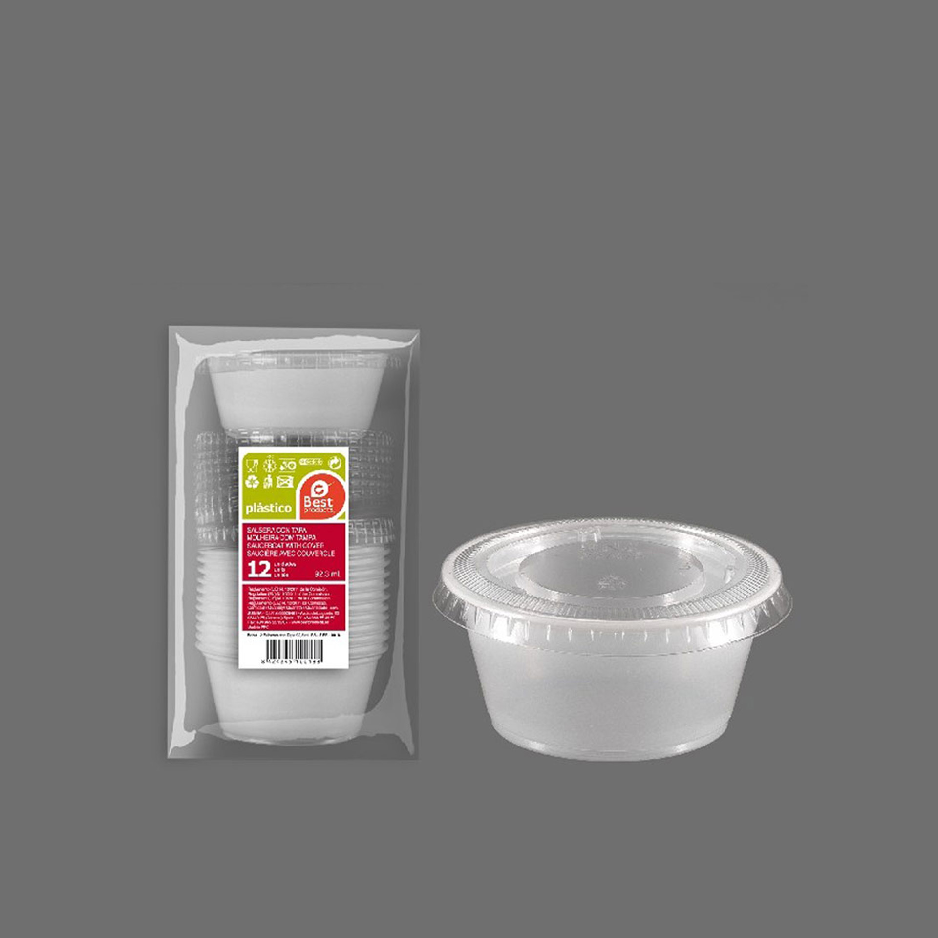 Recipientes Com Tampa Plástico Incolor 92.3ml 12 Unidades