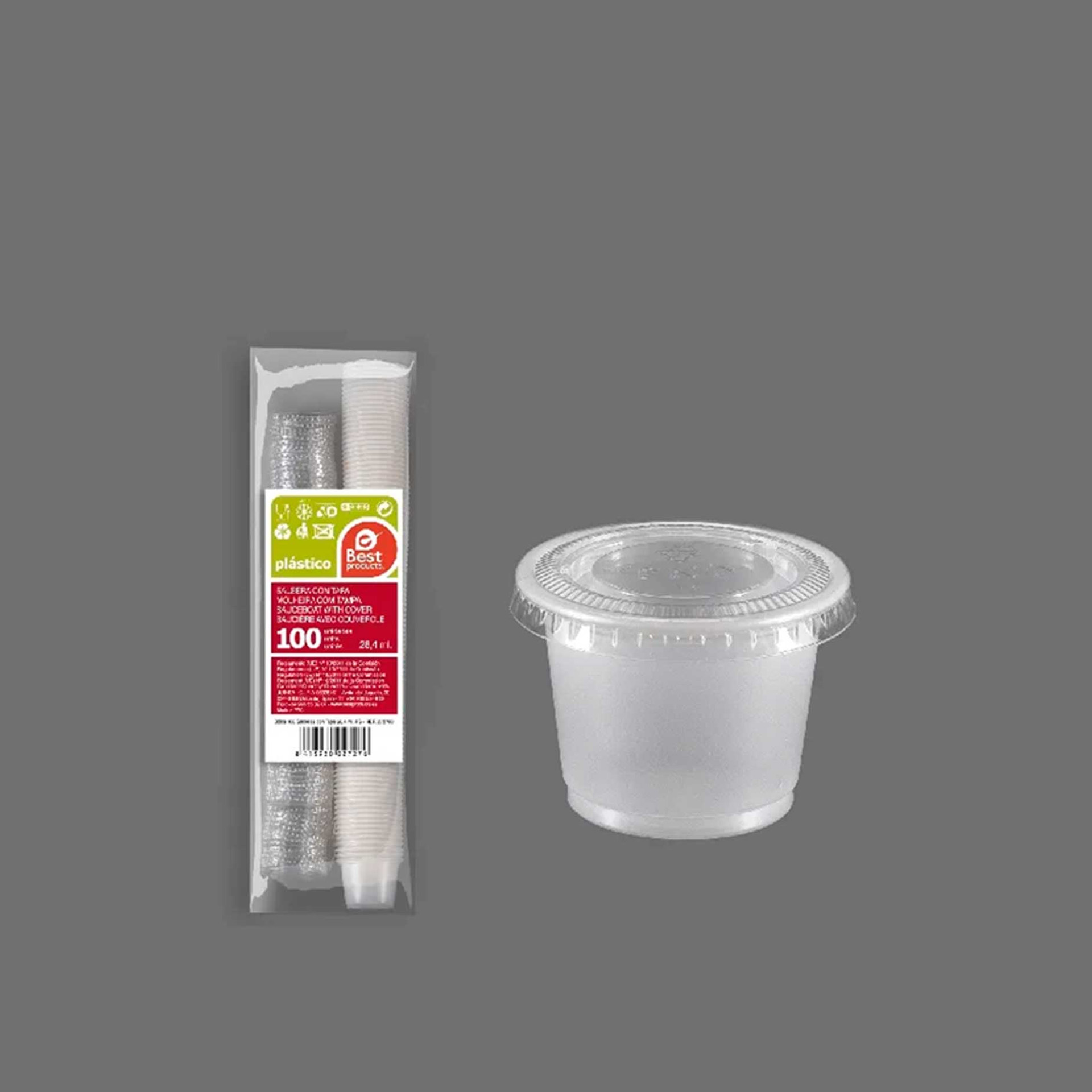 Recipientes Com Tampa Plástico Incolor 28.4ml 100 Unidades