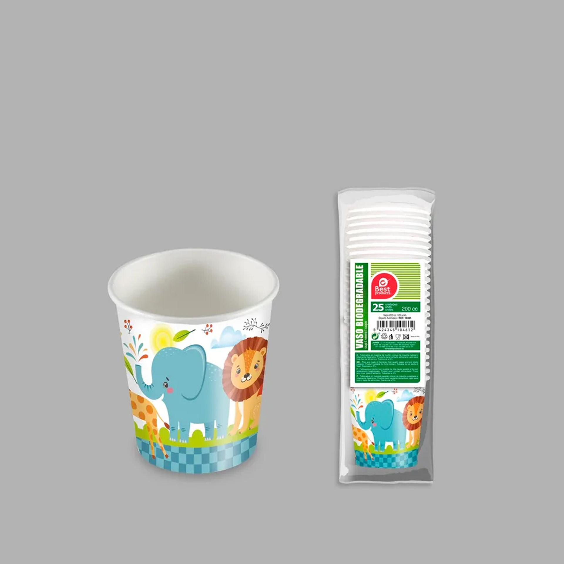 Copo Cartão Animais 200ml Pack 25