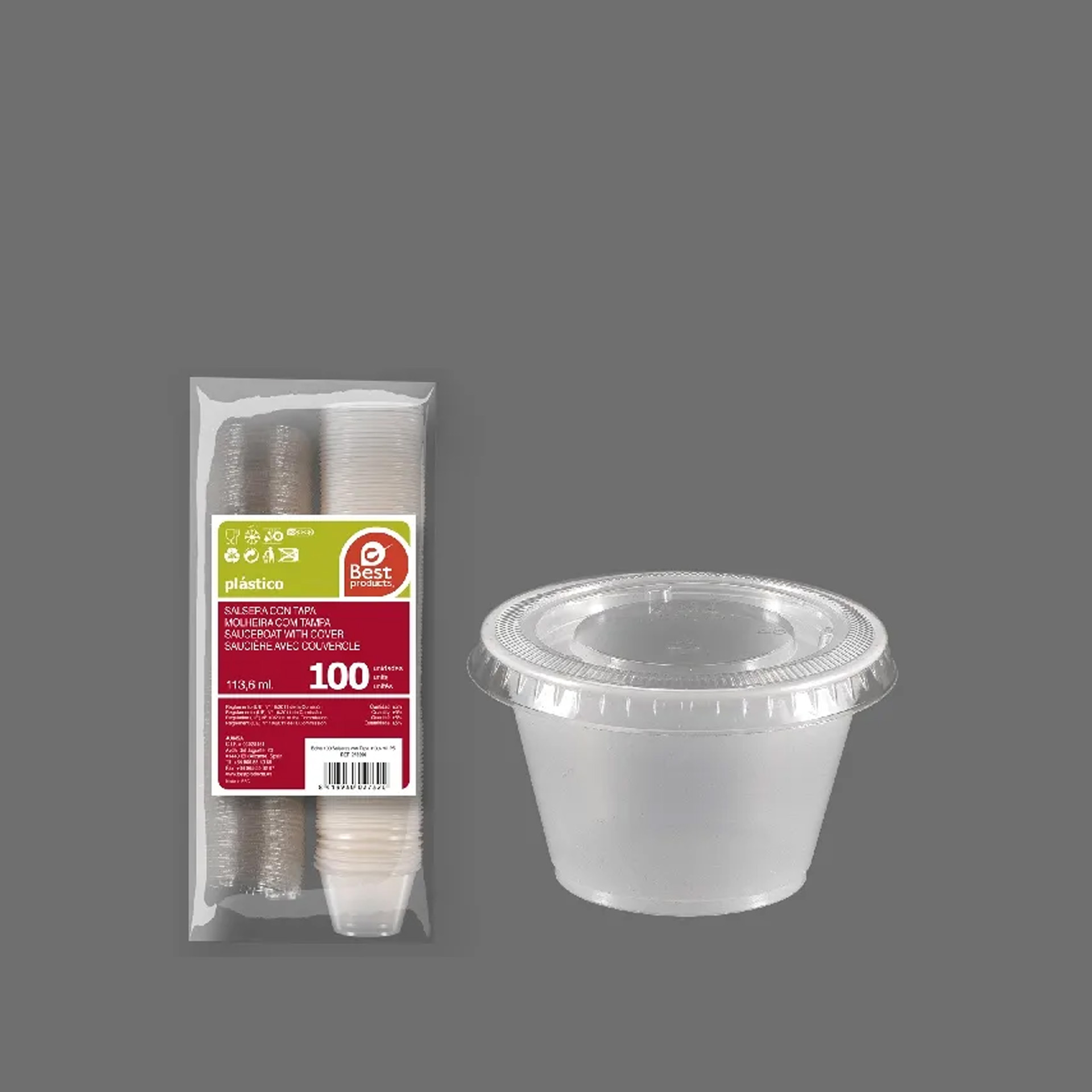 Molheira Plástico Com Tampa 113.6ml Pack 100