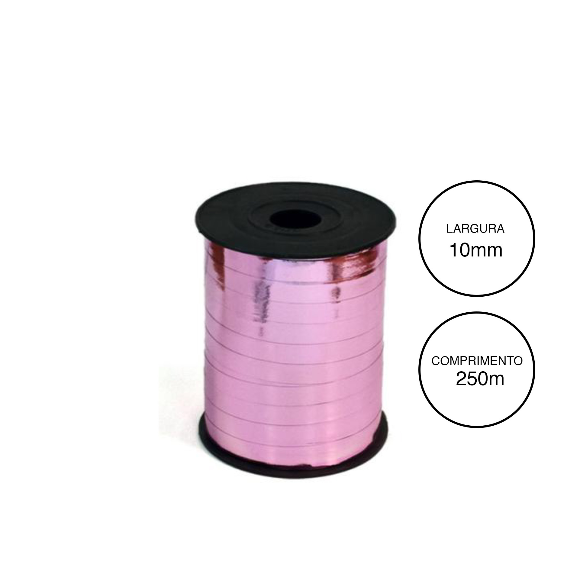 Rolo Fita Embrulho Metal Rosa 10mmX250m