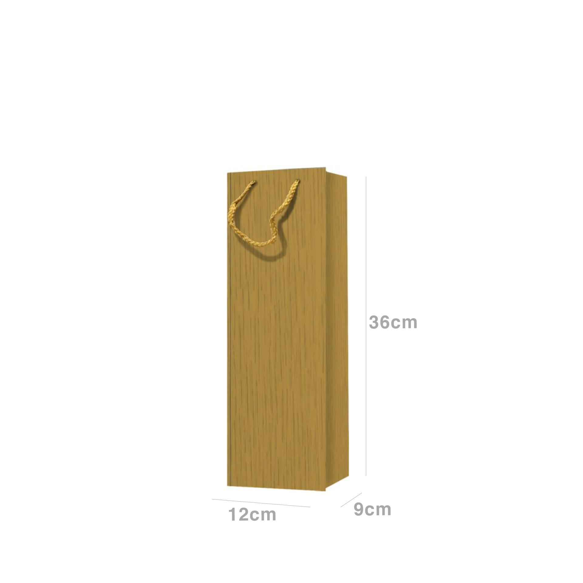 Saco Papel 1 Garrafa Asa Cordão 12X9X36cm Kraft Ouro