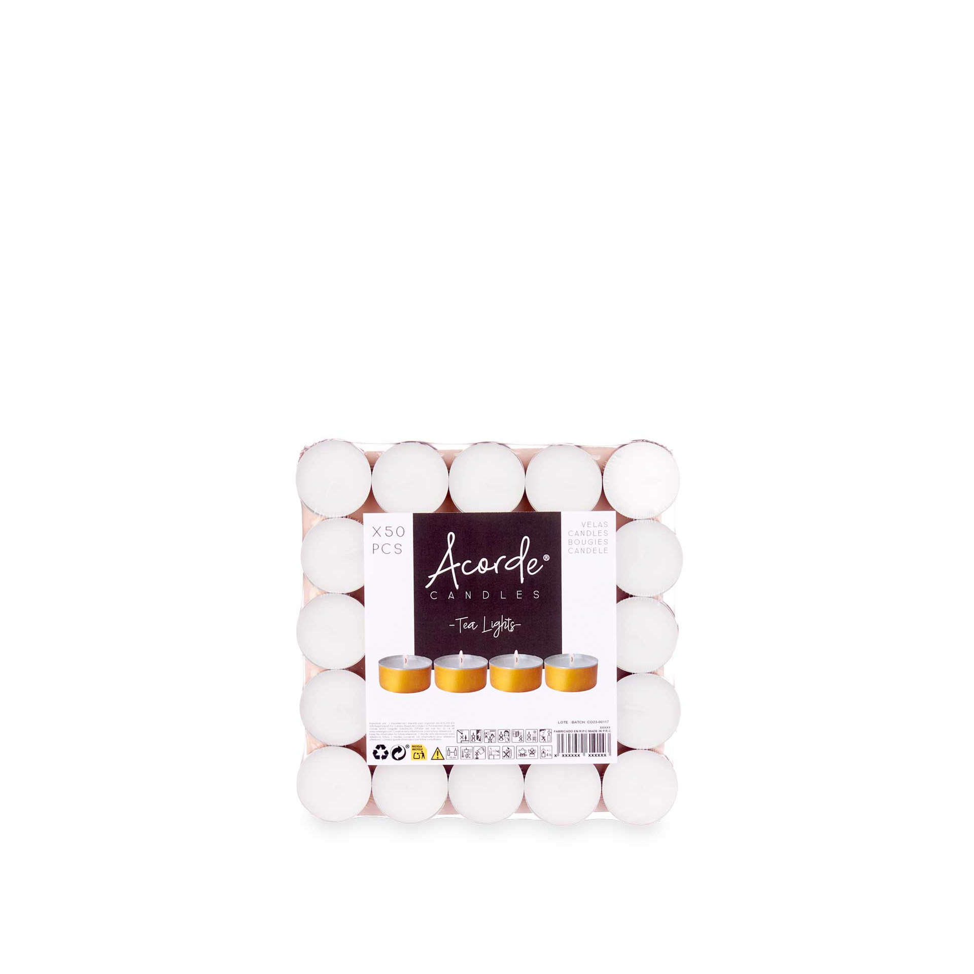 Vela Cera / Alumínio Dourado 3.75X3.75X1.5cm Pack 50