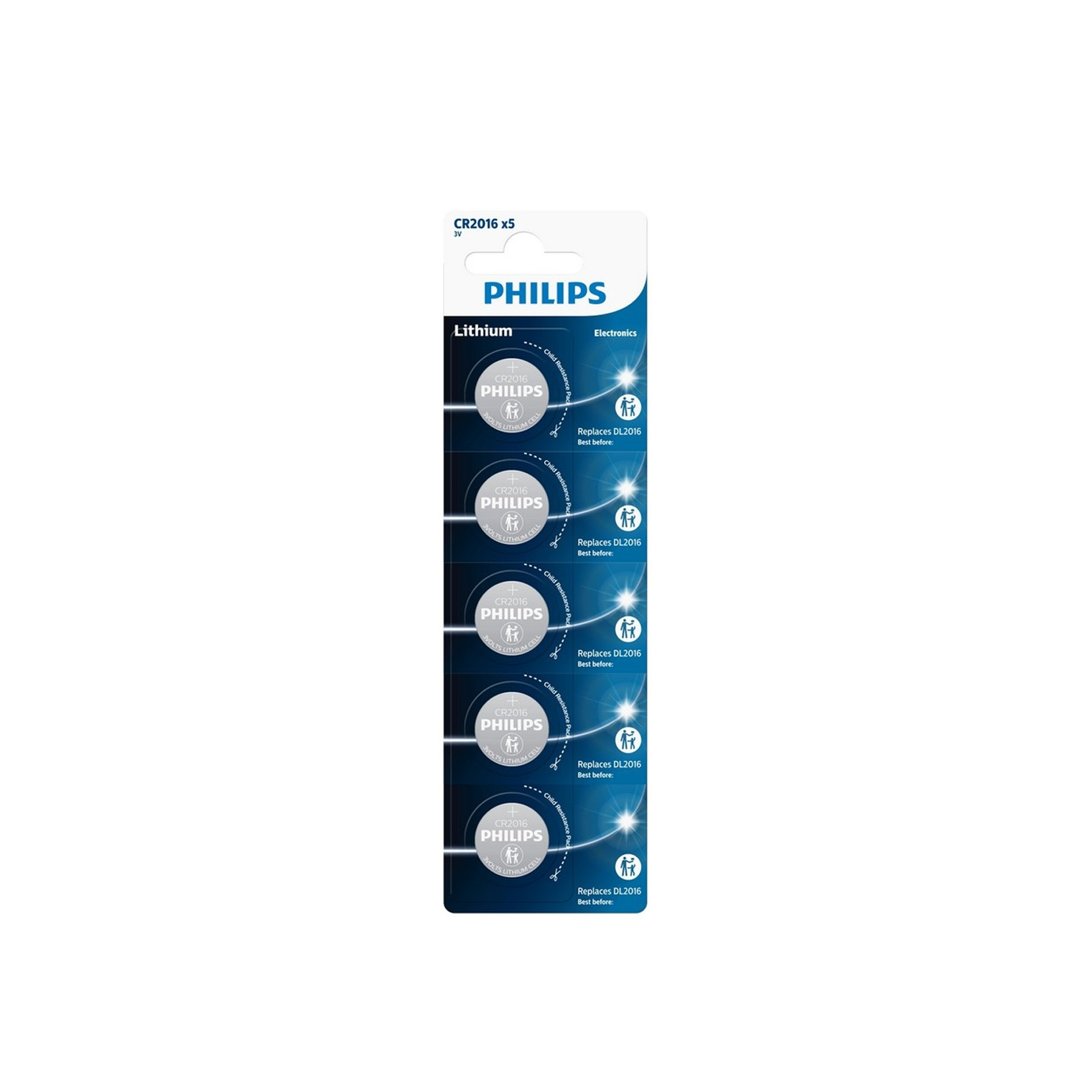 Pilha Lítio Philips CR2016 Pack 5