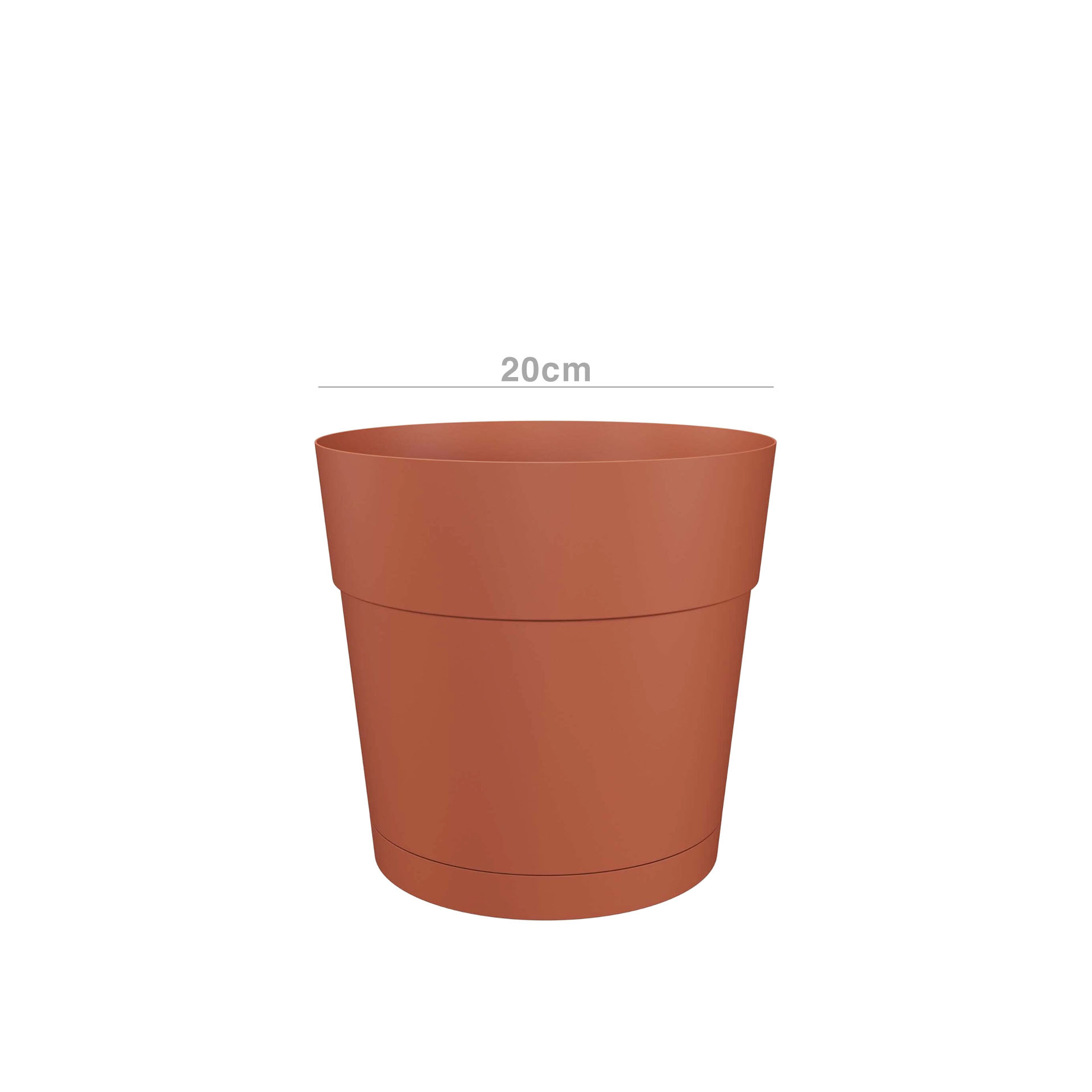 Vaso Capri Largo Com Reserva Água Ø19.5X18.4cm 4L Terracota