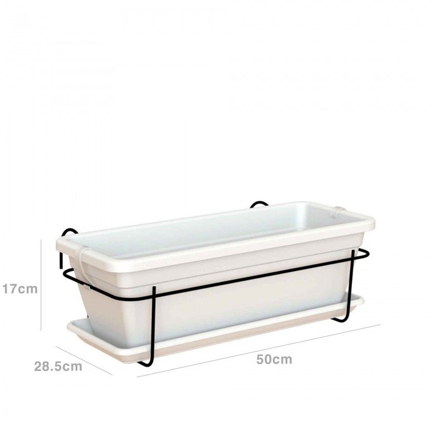 Floreira Venezia Prato + Suporte 50X29X17cm 10L Branco Floreira Venezia Prato + Suporte 50X29X17cm 10L Branco