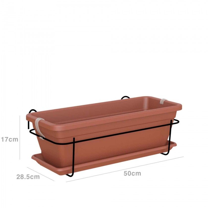 Floreira Venezia Prato + Suporte 50X29X17cm 10L Terracota Floreira Venezia Prato + Suporte 50X29X17cm 10L Terracota