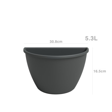 Vaso Algarve Parede 30.8X16.5X23.5cm 5.3L Antracite