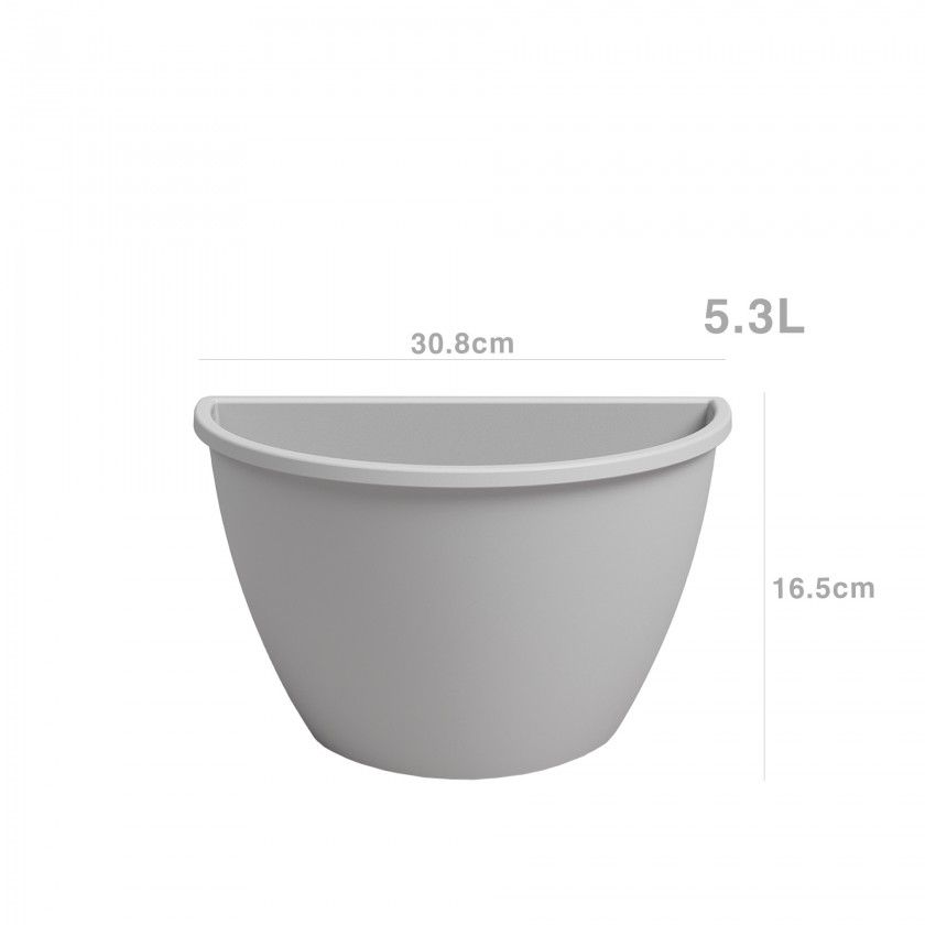 Vaso Algarve Parede 30.8X16.5X23.5cm 5.3L Cinza Claro