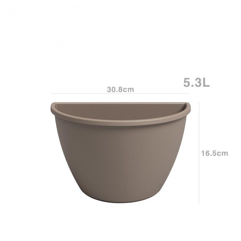 Vaso Algarve Parede 30.8X16.5X23.5cm 5.3L Tortora Mate
