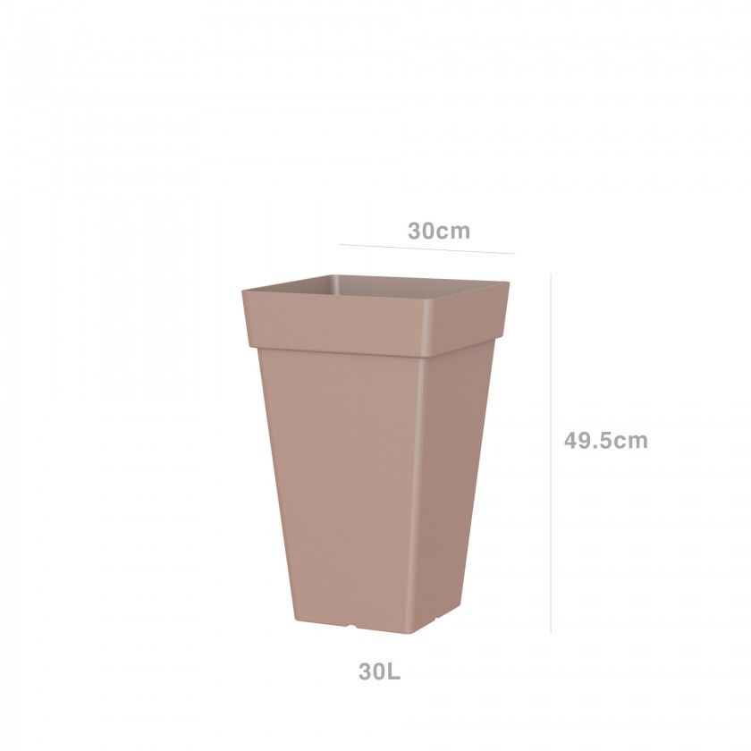 Vaso Capri Alto Quadrado 30L 30X30X49.5cm Tortora Mate