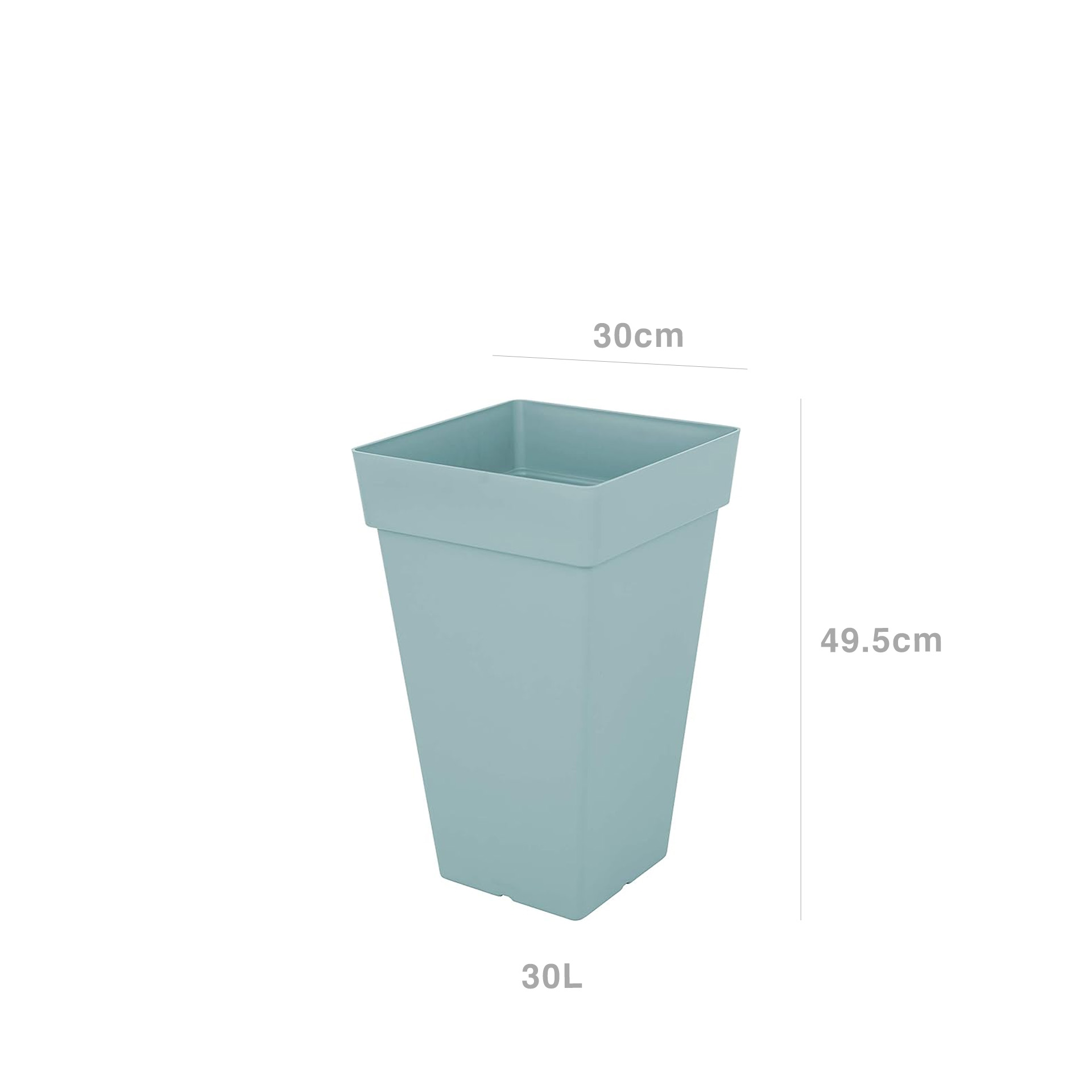 Vaso Capri Alto Quadrado 30L 30X30X49.5cm Verde Safari