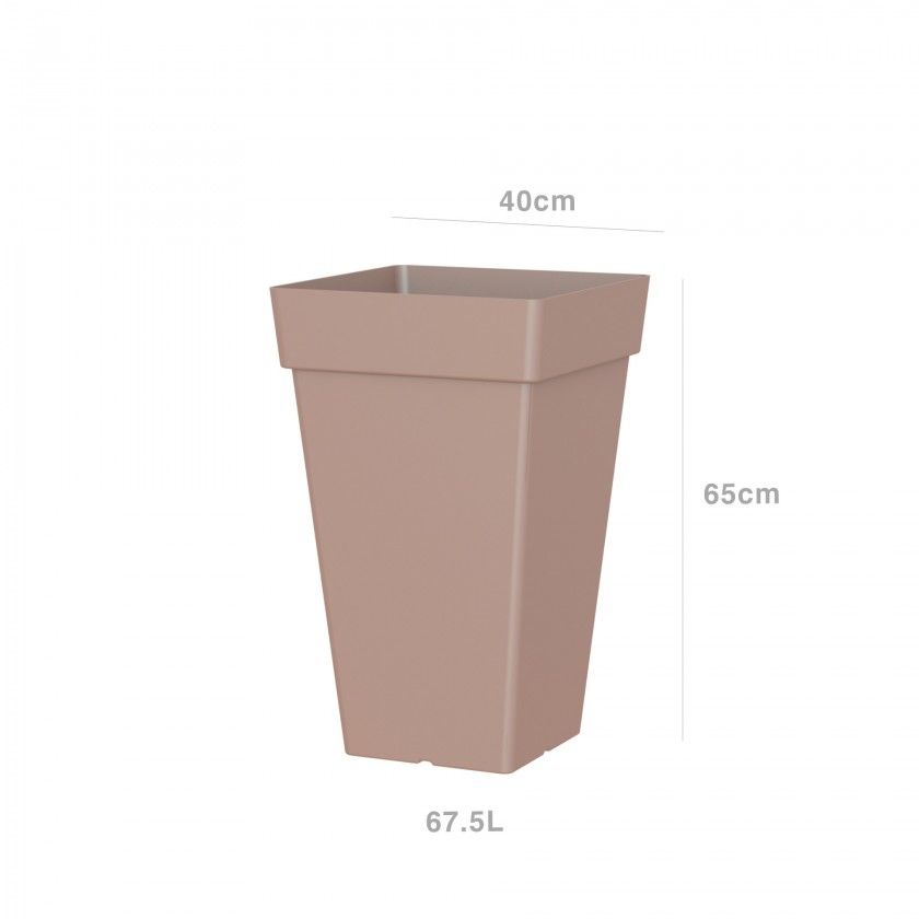 Vaso Capri Alto Quadrado 67.5L 40X40X65cm Tortora Mate