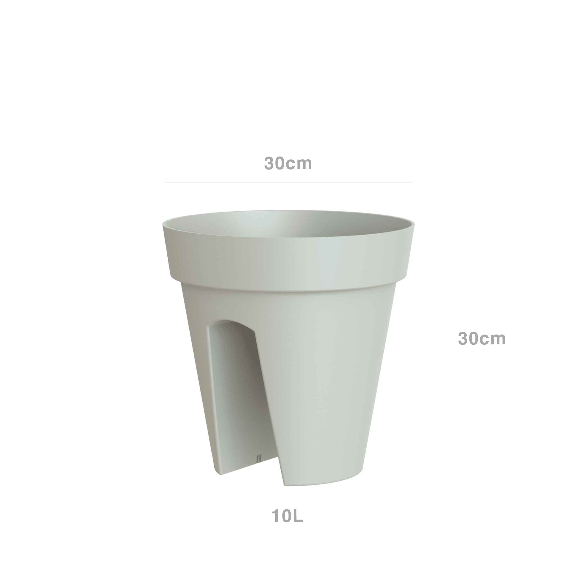 Vaso Capri Varanda Ø30X30cm 10L Cinza Claro
