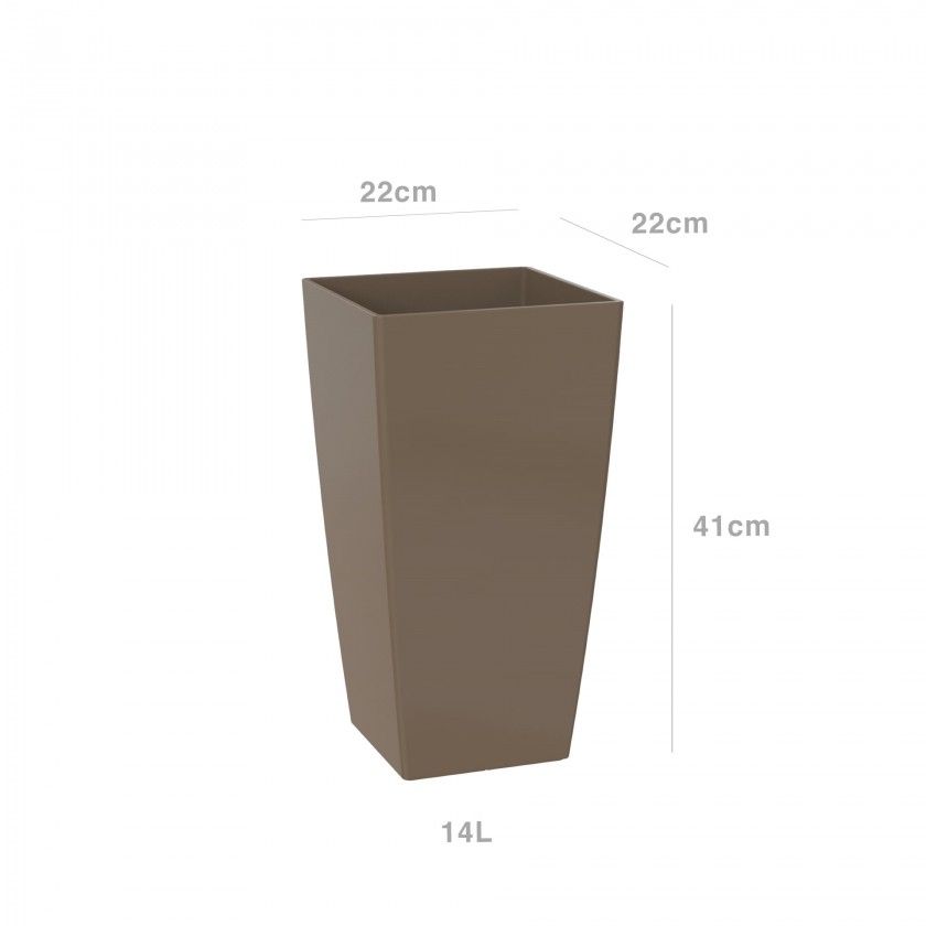 Vaso Pisa 22X22X41cm 14L Tortora Brilhante