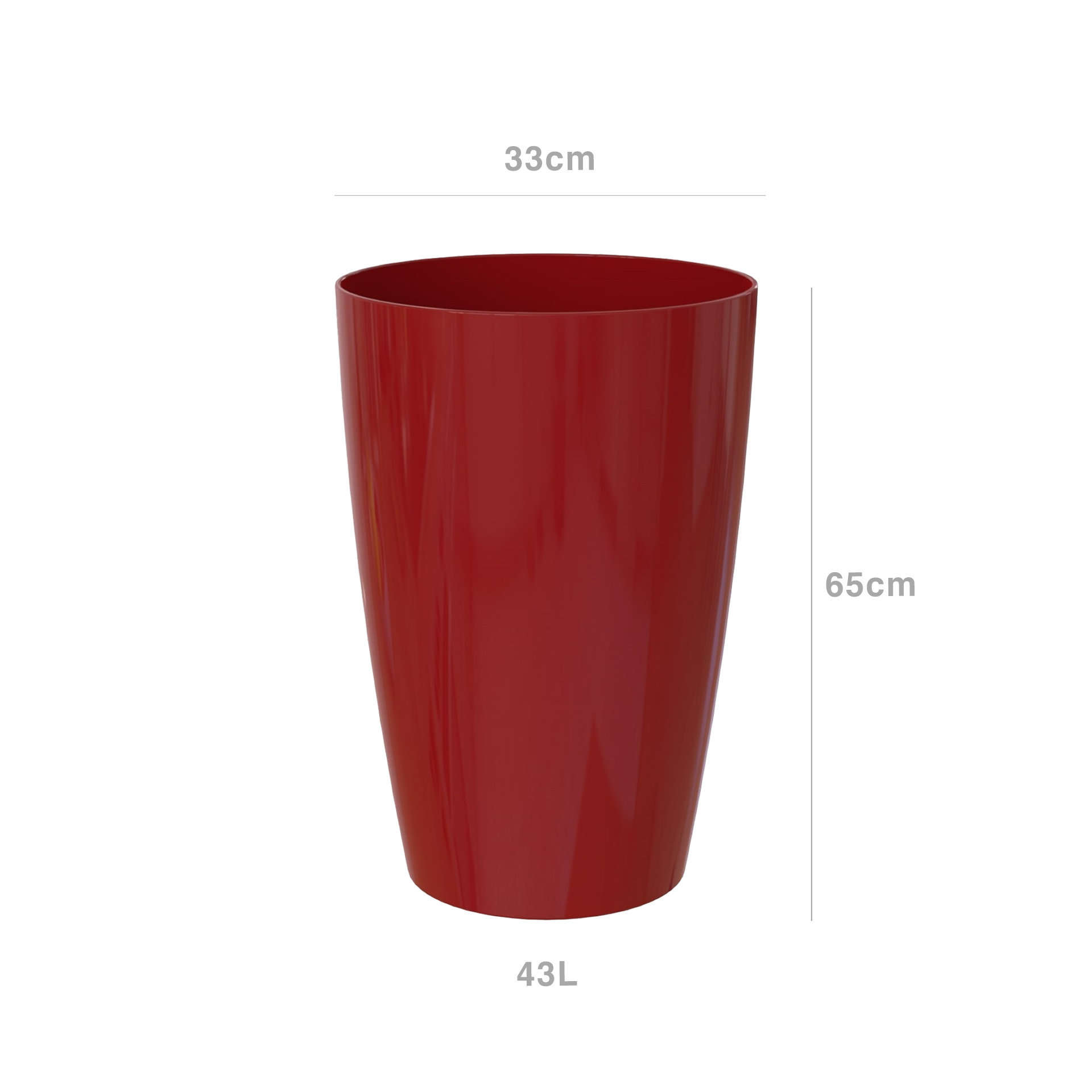 Vaso Santorini Ø33X65cm 43L Vermelho Escuro